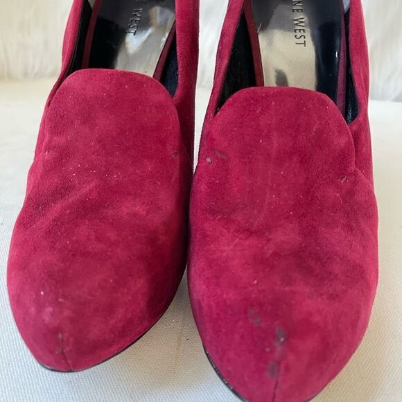 Nine West leather suede red wine hidden platform heels pointed toe size 10.5M - Picture 4 of 11